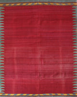 Vintage kilim rug in living room setting, bright colors, wild shaman, soft rug, bold color, Portland, Oregon, rug store, rug shop, local shop, vintage rug, modern kilim, warm colors, antique kilim rug