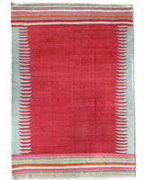 Vintage kilim rug in living room setting, bright colors, wild shaman, soft rug, bold color, Portland, Oregon, rug store, rug shop, local shop, vintage rug, modern kilim, warm colors, antique kilim rug