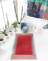 Vintage kilim rug in living room setting, bright colors, wild shaman, soft rug, bold color, Portland, Oregon, rug store, rug shop, local shop, vintage rug, modern kilim, warm colors, antique kilim rug