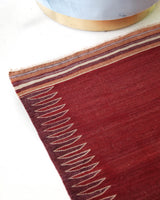 Vintage kilim rug in living room setting, bright colors, wild shaman, soft rug, bold color, Portland, Oregon, rug store, rug shop, local shop, vintage rug, modern kilim, warm colors, antique kilim rug