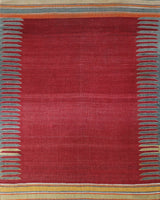 Vintage kilim rug in living room setting, bright colors, wild shaman, soft rug, bold color, Portland, Oregon, rug store, rug shop, local shop, vintage rug, modern kilim, warm colors, antique rug, antique kilim