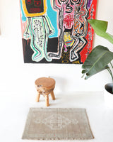 Vintage mini kilim rug in room decor setting, kilim, Turkish rug, vintage rug, portland, rug shop, bright colors, wild shaman, soft rug, bold color, Portland, Oregon, rug store, rug shop, local shop