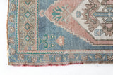 Vintage mini kilim rug in room decor setting, kilim, Turkish rug, vintage rug, portland, rug shop, bright colors, wild shaman, soft rug, bold color, Portland, Oregon, rug store, rug shop, local shop