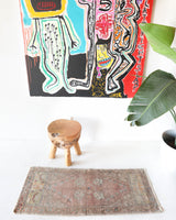 Vintage mini kilim rug in room decor setting, kilim, Turkish rug, vintage rug, portland, rug shop, bright colors, wild shaman, soft rug, bold color, Portland, Oregon, rug store, rug shop, local shop