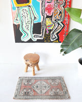Vintage mini kilim rug in room decor setting, kilim, Turkish rug, vintage rug, portland, rug shop, bright colors, wild shaman, soft rug, bold color, Portland, Oregon, rug store, rug shop, local shop