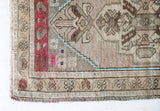 Vintage mini kilim rug in room decor setting, kilim, Turkish rug, vintage rug, portland, rug shop, bright colors, wild shaman, soft rug, bold color, Portland, Oregon, rug store, rug shop, local shop