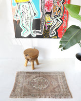 Vintage mini kilim rug in room decor setting, kilim, Turkish rug, vintage rug, portland, rug shop, bright colors, wild shaman, soft rug, bold color, Portland, Oregon, rug store, rug shop, local shop