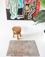 Vintage mini kilim rug in room decor setting, kilim, Turkish rug, vintage rug, portland, rug shop, bright colors, wild shaman, soft rug, bold color, Portland, Oregon, rug store, rug shop, local shop
