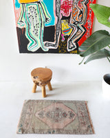 Vintage mini kilim rug in room decor setting, kilim, Turkish rug, vintage rug, portland, rug shop, bright colors, wild shaman, soft rug, bold color, Portland, Oregon, rug store, rug shop, local shop