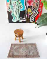 Vintage mini kilim rug in room decor setting, kilim, Turkish rug, vintage rug, portland, rug shop, bright colors, wild shaman, soft rug, bold color, Portland, Oregon, rug store, rug shop, local shop