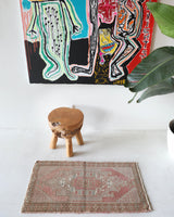 Vintage mini kilim rug in room decor setting, kilim, Turkish rug, vintage rug, portland, rug shop, bright colors, wild shaman, soft rug, bold color, Portland, Oregon, rug store, rug shop, local shop