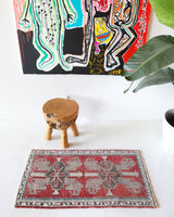 Vintage mini kilim rug in room decor setting, kilim, Turkish rug, vintage rug, portland, rug shop, bright colors, wild shaman, soft rug, bold color, Portland, Oregon, rug store, rug shop, local shop