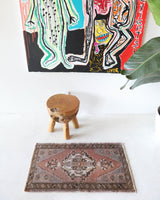 Vintage mini kilim rug in room decor setting, kilim, Turkish rug, vintage rug, portland, rug shop, bright colors, wild shaman, soft rug, bold color, Portland, Oregon, rug store, rug shop, local shop