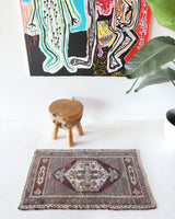 Vintage mini kilim rug in room decor setting, kilim, Turkish rug, vintage rug, portland, rug shop, bright colors, wild shaman, soft rug, bold color, Portland, Oregon, rug store, rug shop, local shop