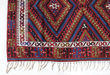 Vintage kilim rug in living room setting, bright colors, wild shaman, soft rug, bold color, Portland, Oregon, rug store, rug shop, local shop, vintage rug, modern kilim, warm colors, antique kilim rug