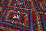 Vintage kilim rug in living room setting, bright colors, wild shaman, soft rug, bold color, Portland, Oregon, rug store, rug shop, local shop, vintage rug, modern kilim, warm colors, antique kilim rug