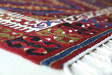Vintage kilim rug in living room setting, bright colors, wild shaman, soft rug, bold color, Portland, Oregon, rug store, rug shop, local shop, vintage rug, modern kilim, warm colors, antique kilim rug