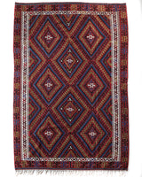 Vintage kilim rug in living room setting, bright colors, wild shaman, soft rug, bold color, Portland, Oregon, rug store, rug shop, local shop, vintage rug, modern kilim, warm colors, antique kilim rug