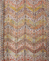 Vintage kilim rug in room decor setting, old rug, antique rug, pastel colors, faded colors, Turkish rug, vintage rug, soft rug, Portland, Oregon, rug store, rug shop, local shop,  antique kilim rug, bold colors, bright colors, faded colors