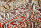 Vintage kilim rug in room decor setting, old rug, antique rug, pastel colors, faded colors, Turkish rug, vintage rug, soft rug, Portland, Oregon, rug store, rug shop, local shop,  antique kilim rug, bold colors, bright colors, faded colors
