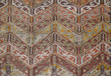 Vintage kilim rug in room decor setting, old rug, antique rug, pastel colors, faded colors, Turkish rug, vintage rug, soft rug, Portland, Oregon, rug store, rug shop, local shop,  antique kilim rug, bold colors, bright colors, faded colors