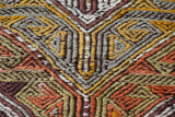 Vintage kilim rug in room decor setting, old rug, antique rug, pastel colors, faded colors, Turkish rug, vintage rug, soft rug, Portland, Oregon, rug store, rug shop, local shop,  antique kilim rug, bold colors, bright colors, faded colors