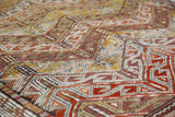 Vintage kilim rug in room decor setting, old rug, antique rug, pastel colors, faded colors, Turkish rug, vintage rug, soft rug, Portland, Oregon, rug store, rug shop, local shop,  antique kilim rug, bold colors, bright colors, faded colors