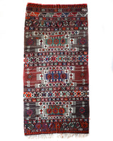 Vintage kilim rug in living room setting, old rug, antique rug, pastel colors, faded colors, Turkish rug, vintage rug, soft rug, Portland, Oregon, rug store, rug shop, local shop, earthy tones, earthy colors, warm colors