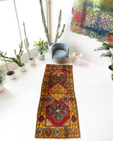 Vintage Turkish runner rug in a living room setting, pile rug, Turkish rug, vintage rug, portland, rug shop, bright colors, wild shaman, soft rug, bold color, Portland, Oregon, rug store, rug shop, local shop, antique rug