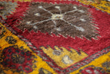 Vintage Turkish runner rug in a living room setting, pile rug, Turkish rug, vintage rug, portland, rug shop, bright colors, wild shaman, soft rug, bold color, Portland, Oregon, rug store, rug shop, local shop, antique rug
