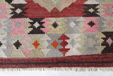 Vintage kilim rug in living room setting, bright colors, wild shaman, soft rug, bold color, Portland, Oregon, rug store, rug shop, local shop, vintage rug, modern kilim, warm colors, antique rug, antique kilim