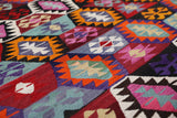 Vintage kilim rug in living room setting, bright colors, wild shaman, soft rug, bold color, Portland, Oregon, rug store, rug shop, local shop, vintage rug, modern kilim, warm colors