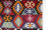 Vintage kilim rug in living room setting, bright colors, wild shaman, soft rug, bold color, Portland, Oregon, rug store, rug shop, local shop, vintage rug, modern kilim, warm colors