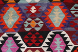 Vintage kilim rug in living room setting, bright colors, wild shaman, soft rug, bold color, Portland, Oregon, rug store, rug shop, local shop, vintage rug, modern kilim, warm colors
