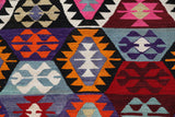 Vintage kilim rug in living room setting, bright colors, wild shaman, soft rug, bold color, Portland, Oregon, rug store, rug shop, local shop, vintage rug, modern kilim, warm colors