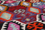 Vintage kilim rug in living room setting, bright colors, wild shaman, soft rug, bold color, Portland, Oregon, rug store, rug shop, local shop, vintage rug, modern kilim, warm colors