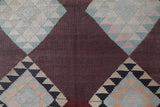 Vintage kilim rug in room decor setting, old rug, antique rug, pastel colors, faded colors, Turkish rug, vintage rug, soft rug, Portland, Oregon, rug store, rug shop, local shop,  antique kilim rug, bold colors, bright colors, faded colors