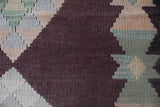Vintage kilim rug in room decor setting, old rug, antique rug, pastel colors, faded colors, Turkish rug, vintage rug, soft rug, Portland, Oregon, rug store, rug shop, local shop,  antique kilim rug, bold colors, bright colors, faded colors