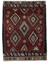 Vintage kilim rug in living room setting, bright colors, wild shaman, soft rug, bold color, Portland, Oregon, rug store, rug shop, local shop, vintage rug, modern kilim, warm colors, antique rug, antique kilim
