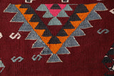 Vintage kilim rug in living room setting, bright colors, wild shaman, soft rug, bold color, Portland, Oregon, rug store, rug shop, local shop, vintage rug, modern kilim, warm colors, antique rug, antique kilim