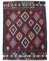Vintage kilim rug in living room setting, bright colors, wild shaman, soft rug, bold color, Portland, Oregon, rug store, rug shop, local shop, vintage rug, modern kilim, warm colors, antique rug, antique kilim