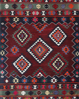 Vintage kilim rug in living room setting, bright colors, wild shaman, soft rug, bold color, Portland, Oregon, rug store, rug shop, local shop, vintage rug, modern kilim, warm colors, antique rug, antique kilim