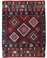 Vintage kilim rug in living room setting, bright colors, wild shaman, soft rug, bold color, Portland, Oregon, rug store, rug shop, local shop, vintage rug, modern kilim, warm colors, antique rug, antique kilim
