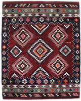 Vintage kilim rug in living room setting, bright colors, wild shaman, soft rug, bold color, Portland, Oregon, rug store, rug shop, local shop, vintage rug, modern kilim, warm colors, antique rug, antique kilim