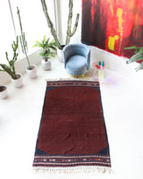 Vintage kilim rug in living room setting, bright colors, wild shaman, soft rug, bold color, Portland, Oregon, rug store, rug shop, local shop, vintage rug, modern kilim, warm colors, antique rug, antique kilim