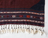 Vintage kilim rug in living room setting, bright colors, wild shaman, soft rug, bold color, Portland, Oregon, rug store, rug shop, local shop, vintage rug, modern kilim, warm colors, antique rug, antique kilim