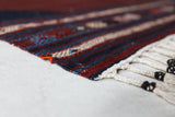 Vintage kilim rug in living room setting, bright colors, wild shaman, soft rug, bold color, Portland, Oregon, rug store, rug shop, local shop, vintage rug, modern kilim, warm colors, antique rug, antique kilim