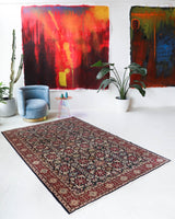 Vintage Turkish rug in a living room setting, pile rug, Turkish rug, vintage rug, portland, rug shop, bright colors, wild shaman, soft rug, bold color, Portland, Oregon, rug store, rug shop, local shop, antique rug