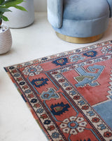 Vintage Turkish rug in living room setting, old rug, antique rug, pastel colors, faded colors, Turkish rug, vintage rug, soft rug, Portland, Oregon, rug store, rug shop, local shop