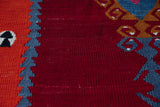 Vintage kilim rug in living room setting, bright colors, wild shaman, soft rug, bold color, Portland, Oregon, rug store, rug shop, local shop, vintage rug, modern kilim, warm colors, antique rug, antique kilim